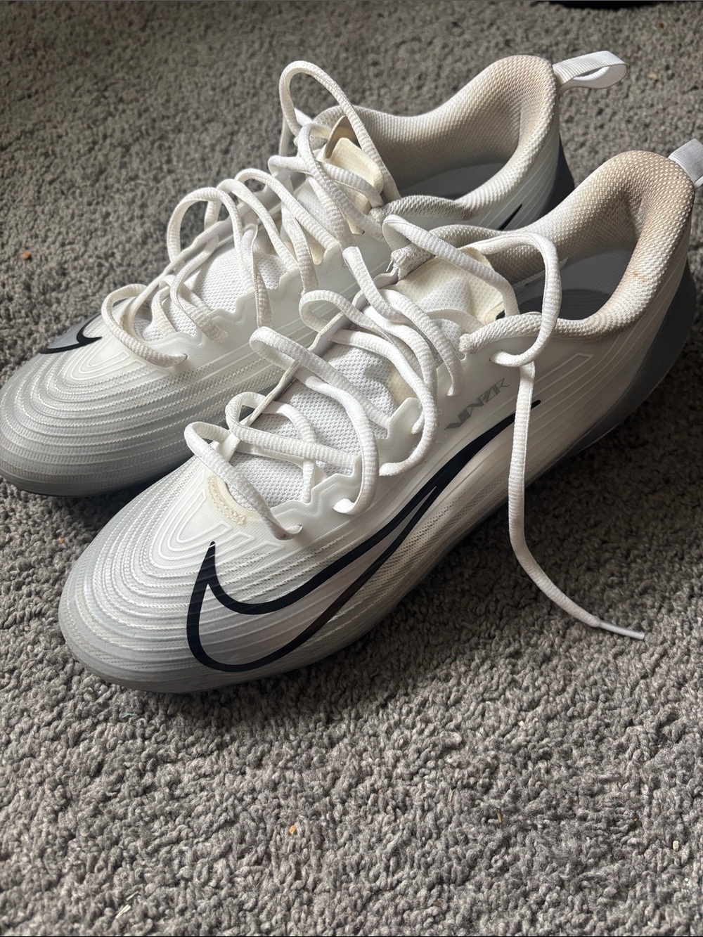 Nike White and Black Vapor Football Cleats
